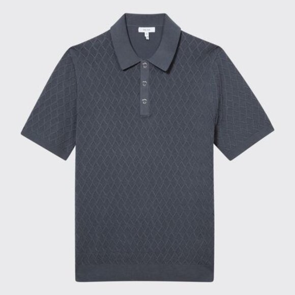 Reiss - Dollar Textured Diamond Stitch Polo T-Shirt - Picture 2 of 4